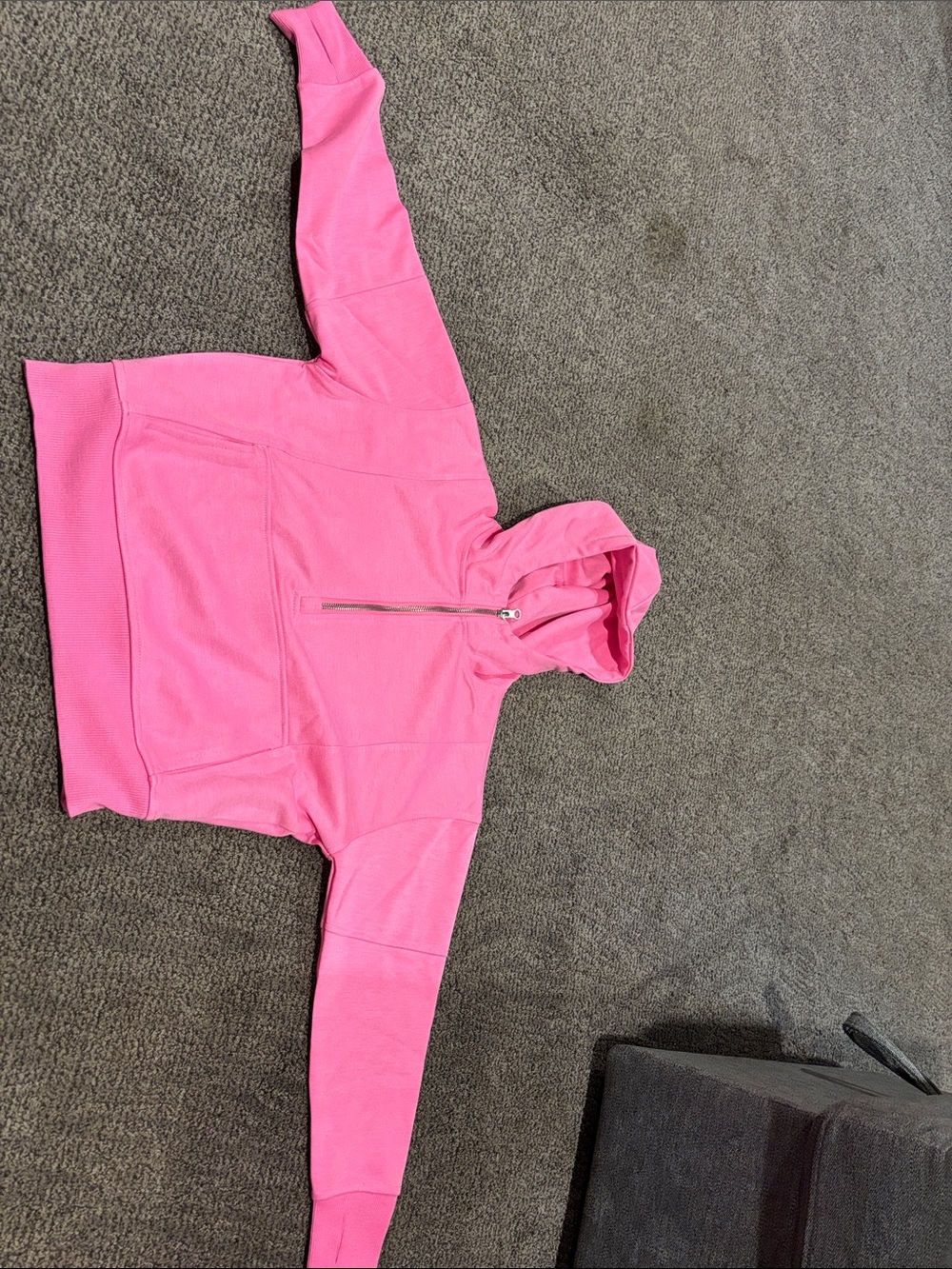 Pink Half-Zip Hooded Sweatshirt